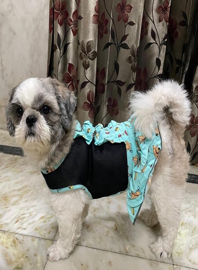 Lulala Summer Dog Princess Puppy Print Dresses Clothes Doggie Sundress with D-Ring Pet Vest Cat Apparel Puppy Dress Pet Dog Summer Layer Frill Sweetie Dress Tutu Dress Mesh Dogs(14 Inch,Sea Green) - Image 4